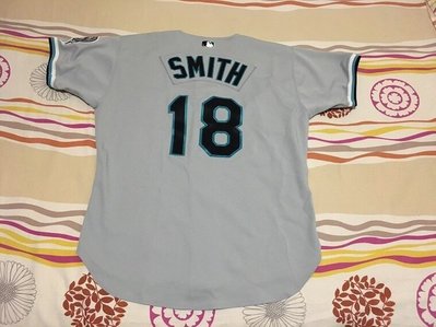 MLB Florida Marlins 馬林魚隊 #18 SMITH  GAME USED ROAD JERSEY 48