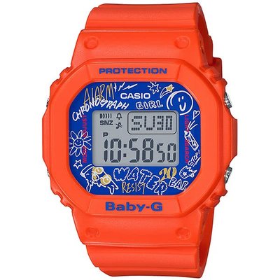 CASIO 卡西歐 BABY-G 俏皮塗鴉電子女錶(BGD-560SK-4D)
