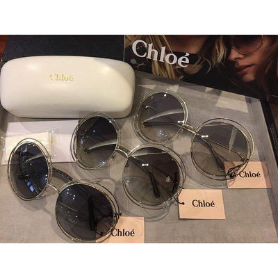 CHLOE CE114S 時尚金屬飾邊大圓框太陽眼鏡*