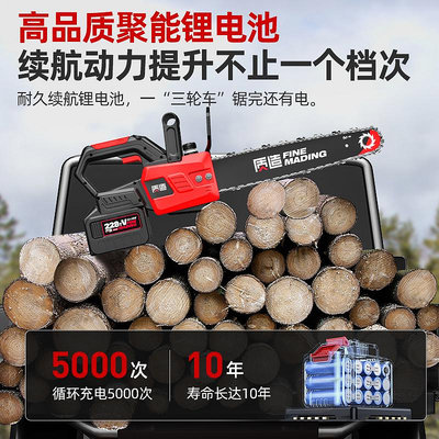日本質造充電式電鏈鋸家用電鋸木工鋸切割鋸柴大功率伐木鋸
