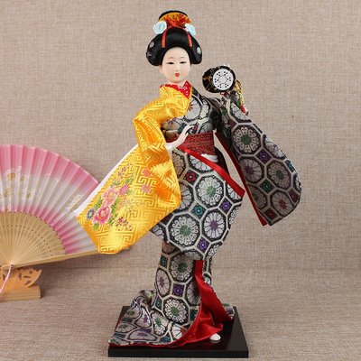 日本人形歌舞伎 日式和服娃娃人偶藝妓 料理店裝修裝飾大擺件42cm