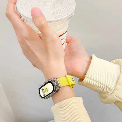 適用xiaomi小米智能手環7654腕帶新矽膠反扣八字扣miband8nfc錶帶保護殼小米手環8錶帶小米手環7錶帶