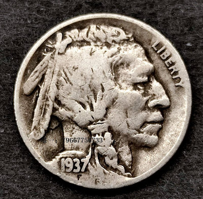銀幣早期美國1937年D版5美分銅鎳硬幣21.21mm牦牛野牛 美洲外國錢幣