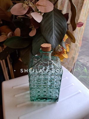 🎉 免運 🎉 🔊 西班牙薄荷綠透明浮雕玻璃瓶／醒酒瓶／水培花瓶擺件／花器家飾