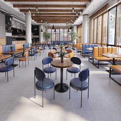 工業風桌椅咖啡廳奶茶店酒吧椅子桌子組合漢堡店靠墻卡座沙發定制-促銷