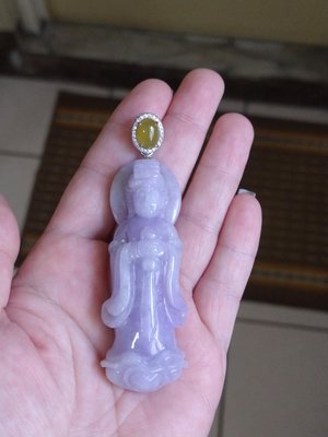 緬甸玉A貨，紫羅蘭媽祖，附冰黃銀頭