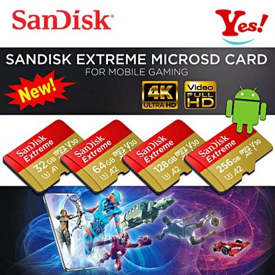 【Yes！公司貨】SanDisk Extreme microSD 電玩 3D/VR 4K A1 32G 32GB 記憶卡