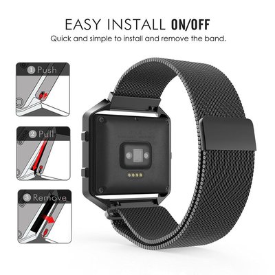 森尼3C-Fitbit Blaze 皮革錶帶 錶帶 手錶 運動手環 健身手環 米蘭尼斯 磁鐵Fitbit Blaze不銹鋼表帶-品質保證