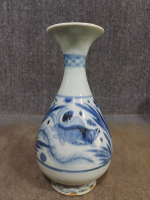 青花魚玉壺瓶300口徑11cm高度23.5cm