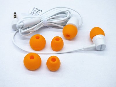 非仿品,白橘色 原廠 SONY 立體聲 入耳式 耳機,SBH20 MW600藍牙原配, MH100 SBH52長短線版
