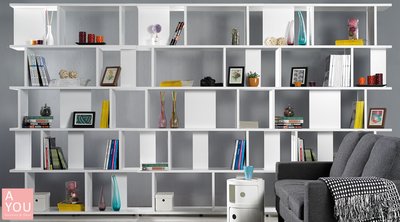 海爾斯3.3×7尺白色造型書櫃 (免運費)促銷價＄7700元【阿玉的家2018】