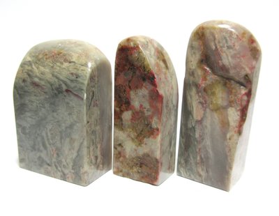出賣家藏--軟地雞血石印材3支一組 壽山石 巴林石 雞血石 荔枝凍 杜陵石