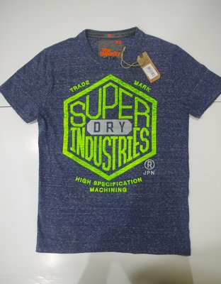 Superdry Grit Tab T-Shirt Navy Marl Grit 印花短袖T恤 (L) A&F