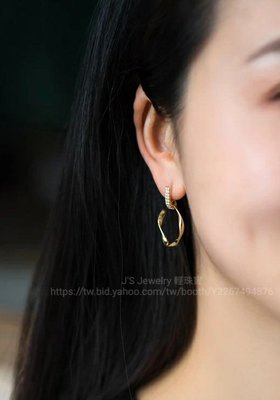 珠寶訂製 18K金幾何扭結造型耳環 大耳圈鑽石耳環 Tiffany cartier 風格