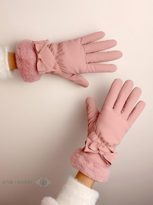 手套冬天女學生加絨加厚羽絨棉可愛觸屏韓版保暖防風防水騎車手套-萬貨鋪（可開統編）