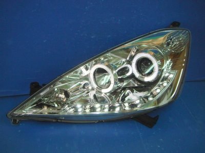 小亞車燈╠ 真正超炫外銷HONDA FIT-08年JAZZ-08年DRL晶鑽R8燈眉光圈魚眼大燈