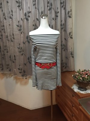 ZARA全新時尚款黑白橫紋長袖合身洋裝(M) ～（VK、MOMA丶SlSLEY、poupine、鴿子可)