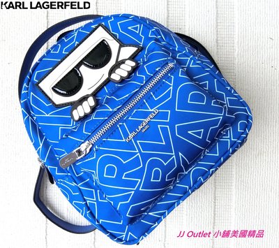 [美國購回 Karl Lagerfeld, 現貨在台]全新卡爾·拉格斐(老佛爺)可愛藍色後背包(附購証)