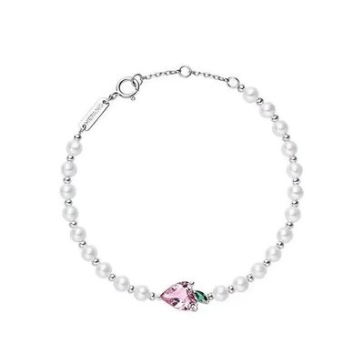 歐單 HF 新款 冰晶水蜜桃 珍珠銀珠時尚手鏈 馥鬱水果 (Q807)