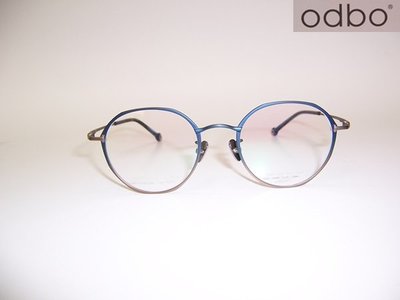 光寶眼鏡城(台南) odbo(Japan) 最新加寬圓形純鈦眼鏡*日本製,od1570 /C106腳145古銅藍雙色,