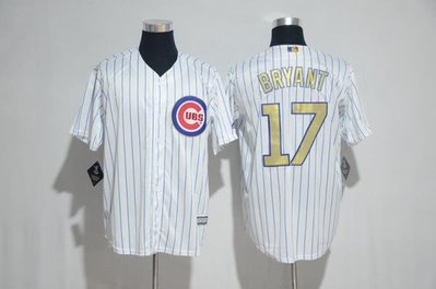 Cubs球衣MLB小熊隊棒球服17號BRYANT灰白色金字16總冠軍標開衫T恤 Exposs
