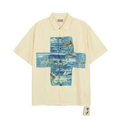 21SS KAPITAL平田和宏夏威夷衝浪十字高街寬鬆印花短袖襯衫