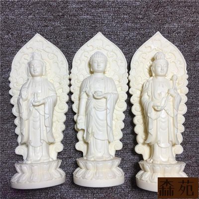 熱銷  商海象牙果雕刻西方三聖佛像招財送子納福桌面工藝品擺件禮盒裝 2021