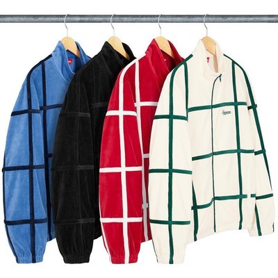 【熱賣精選】 Supreme 20SS Grid Taping Velour Jacket 天鵝絨 格子 外套
