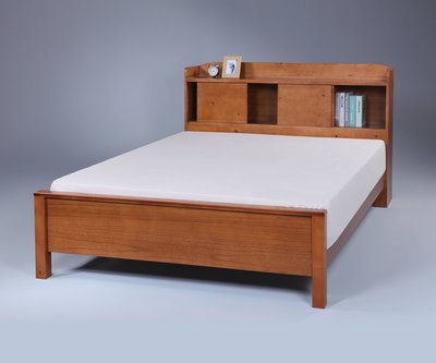 【萊夫家居】SN-303-5：5尺實木雙人床架【台中家具】床台 實木床 置物床頭 松木實木 高度可調 台灣製造