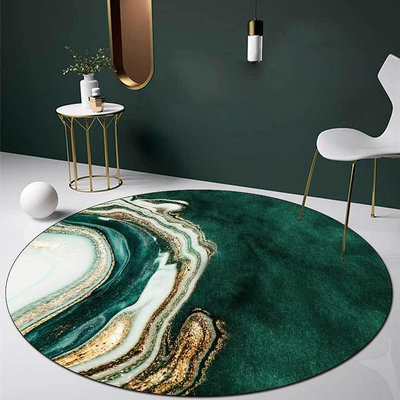 跨境時尚現代北歐簡約抽象綠金色千鳥格客廳臥室防滑地墊地毯客廳