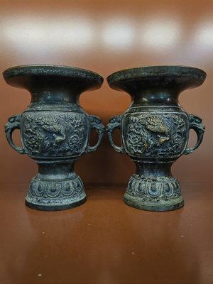 【二手】銅花菇（花瓢），花器的一種，日本回流年代物，純銅打造，大4137【李掌櫃】銅器 佛像 擺件