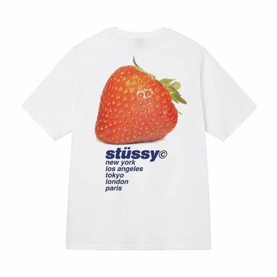 熱銷 stussy斯圖西男女短袖體恤夏季潮牌寬松草莓印花T恤純色情侶款潮秋秋生活館 可開發票