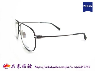 《名家眼鏡》德國蔡司純鈦紳士款復古雙槓黑色光學鏡框 ZS-85007 F099【台南成大店 】