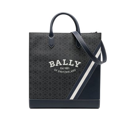 [全新真品代購-F/W22 新品!] BALLY LOGO圖案 深藍色皮革 托特包 / 側背包 / 手提包