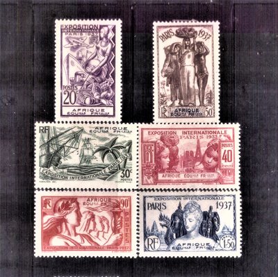 【珠璣園】F902-CH 法屬&殖民地郵票 - 赤道非洲 1937年 巴黎國際殖民藝術博覽會 6全