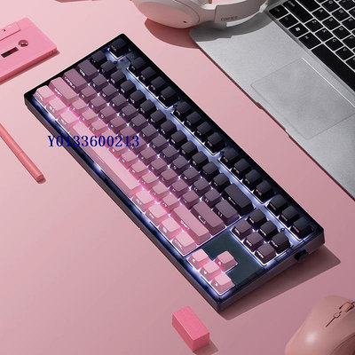 腹靈MK870黑莓側刻機械鍵盤女生客制化87鍵有線辦公電競游戲