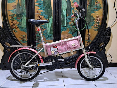 台灣製Hello kitty shimano 6速袋鼠車腳踏車寵物車前16吋後18吋桃園自取適合身高150_170附燈鎖