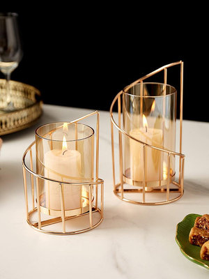 北歐浪漫燭台擺件客廳餐桌歐式奢華高檔鐵藝蠟燭裝飾燭光晚餐道具