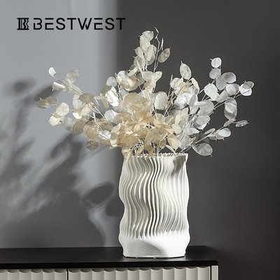 花瓶北歐簡約陶瓷花瓶家居樣板間軟裝大型3D打印花盆裝飾品