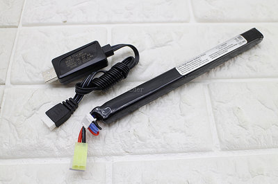 [01]11.1V USB 充電器 + 11.1V 鋰電池  棒狀( M4A1鋰鐵充電電池EBB AEG電動槍