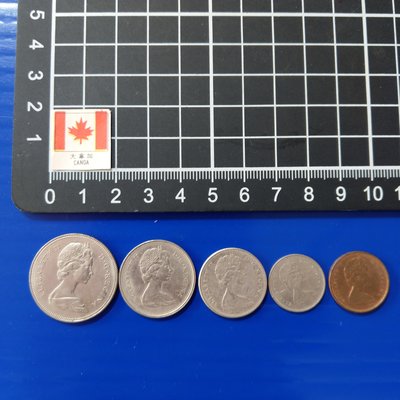 【大三元】歐洲錢幣-加拿大~ 1分+5分+10分+25分+50分~ 1969-1976年~共5枚
