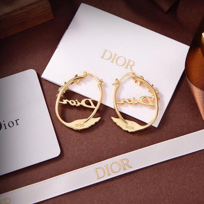 法國時尚精品Dior迪奧金色Evolution字母翅膀耳環 代購