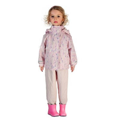 出口瑞士兒童防水套裝 小馬寶莉淺粉色印花高頻PU孩子戶外雨衣