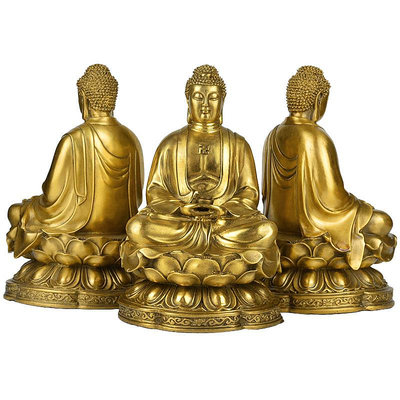 銅佛像擺件如來三寶佛釋迦摩尼阿彌陀佛師佛像大全佛堂供奉