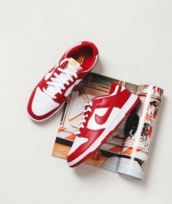 NIKE Dunk Low "Gym Red" 白紅金字 皮革防滑籃球鞋 DD1391-602 男女鞋