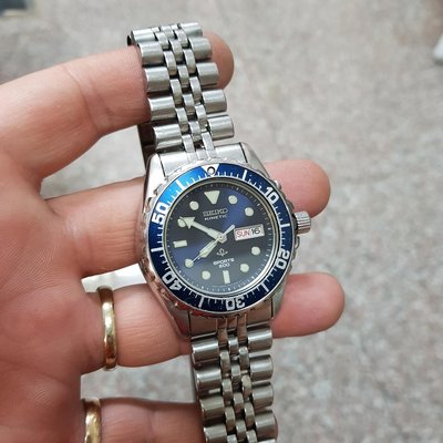 43mm 罐頭老水鬼 SEIKO 人動能錶 絕版錶 漂亮 潛水錶 軍錶 F6
