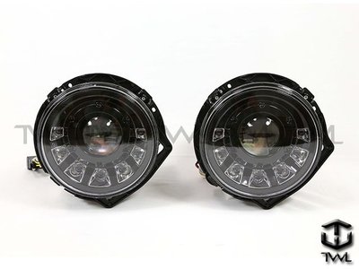《※台灣之光※》全新BENZ G-CLASS  W463 G55 G500 G320 7顆LED微笑款黑底遠近魚眼大燈組