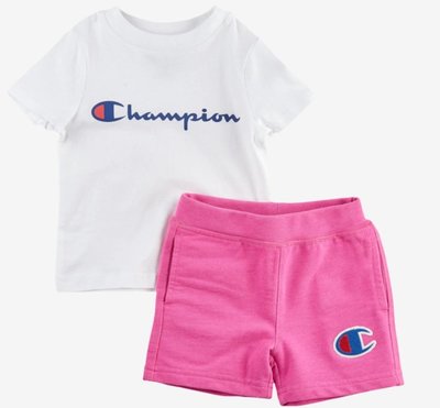 預購 美國帶回 正貨 Champion 寶寶 女童 短袖運動風套裝 休閒套裝 兩件式 上衣+短褲