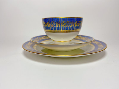 英國中古paragon帕拉宮鈷藍鎏金咖啡杯碟  非常精美華麗