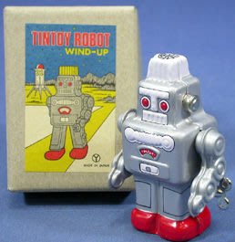 變形金剛*日本製 懷舊 童玩 鐵皮玩具 鐵皮 發條 MR . ATOMIC TINTOY ROBOT 機器人 (MADE IN JAPAN)銀灰